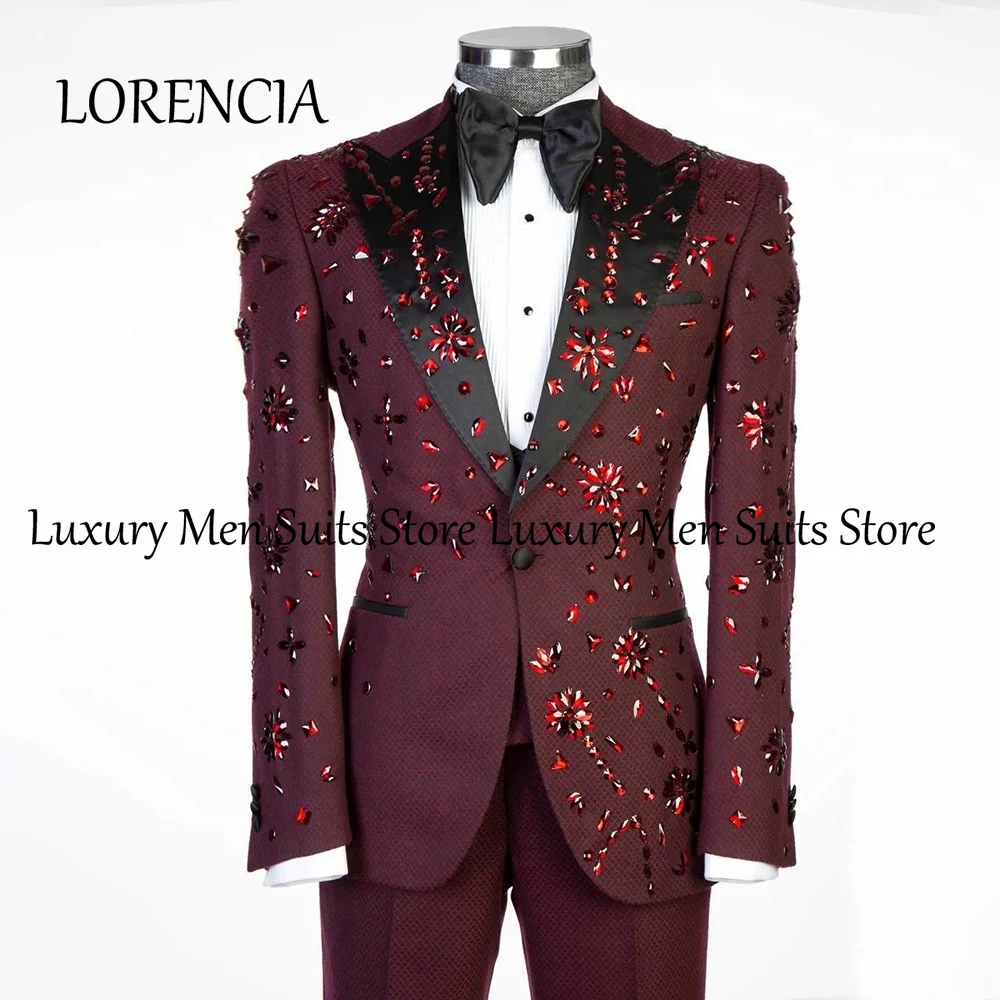 Elegant Jewelry Suits for Men 3 Pcs Single Breasted Tuxedos Set Wedding Groom Outfit Customized Blazer Pants robe mariage femme
Elegant Jewelry Suits for Men 3 Pcs Single Breasted Tuxedos Set Wedding Groom Outfit Customized Blazer Pants robe mariage femme