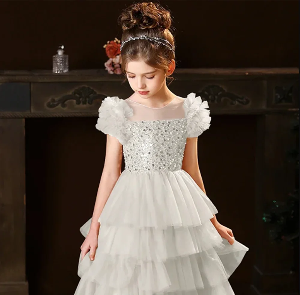 Customized Brown Flower Girl Dresses For Wedding Tiered Sequins Short Sleeves Child Birthday Party First Communion Pageant Gown
Customized Brown Flower Girl Dresses For Wedding Tiered Sequins Short Sleeves Child Birthday Party First Communion Pageant Gown