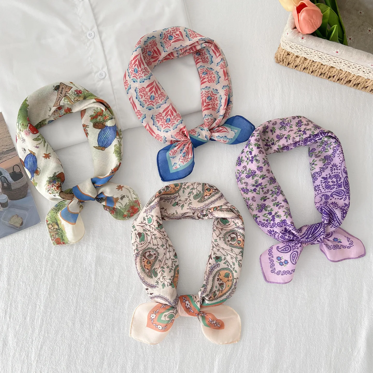 Summer Floral Print Versatile Neck Scarf Women's Multi-Use Headband Decorative Cotton-Linen Head Wrap
Summer Floral Print Versatile Neck Scarf Women's Multi-Use Headband Decorative Cotton-Linen Head Wrap