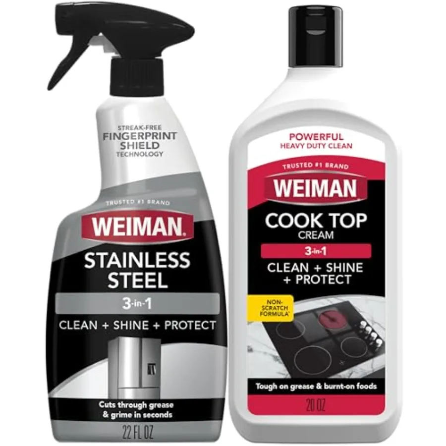 Weiman Stainless Steel Cleaner and Cooktop Heavy Duty Polish - Powerful Appliance Kitchen Cleaning Kit
Weiman Stainless Steel Cleaner and Cooktop Heavy Duty Polish - Powerful Appliance Kitchen Cleaning Kit