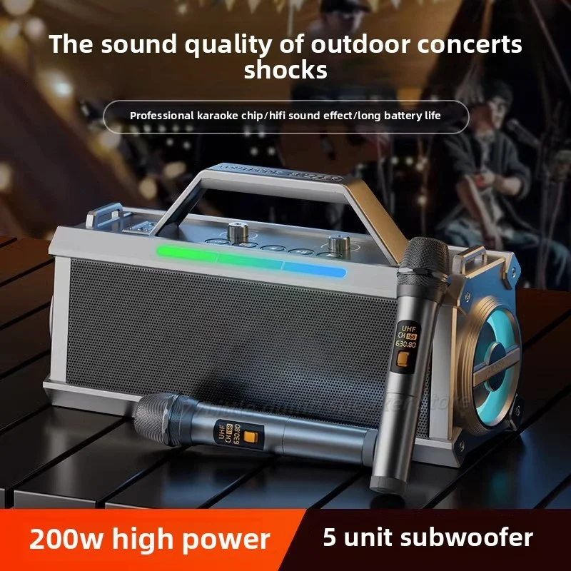 L201B 200W high-power Bluetooth speaker wireless home microphone integrated karaoke speaker RGB color lights outdoor portable
L201B 200W high-power Bluetooth speaker wireless home microphone integrated karaoke speaker RGB color lights outdoor portable