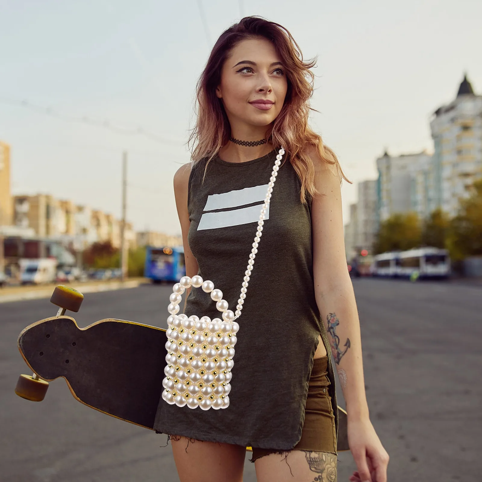 1Pcs Pearl Decorated Straddle Bag Fashionable Cross Body Shoulder Tote for Women Lightweight Compact Shopping Storage Pouch
1Pcs Pearl Decorated Straddle Bag Fashionable Cross Body Shoulder Tote for Women Lightweight Compact Shopping Storage Pouch