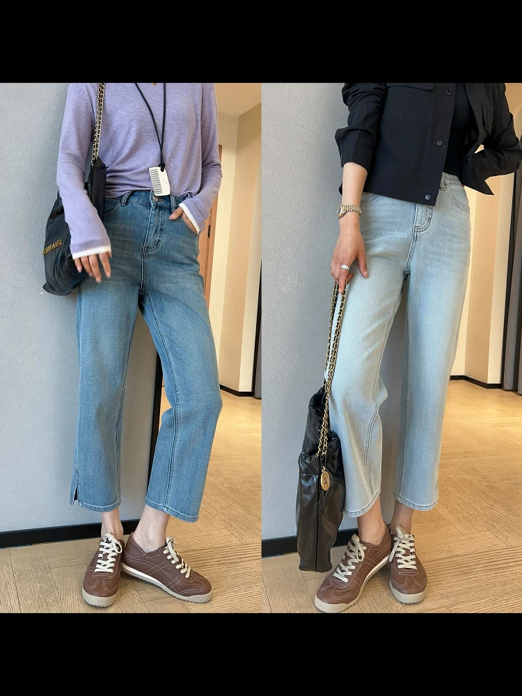 Женские джинсы с высокой талией, облегающие, прямого кроя, с высокой эластичностью, укороченные (до щиколотки), весна-лето, новые, повседневные, на молнии
Женские джинсы с высокой талией, облегающие, прямого кроя, с высокой эластичностью, укороченные (до щиколотки), весна-лето, новые, повседневные, на молнии