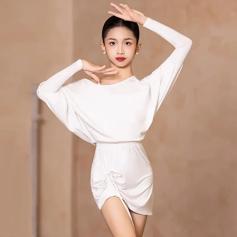 New Kids Latin Dance Practice Clothes White Long Sleeves Dress Girls Latin Training Dance Wear Rumba Cha Cha Dance Dress BL14727
New Kids Latin Dance Practice Clothes White Long Sleeves Dress Girls Latin Training Dance Wear Rumba Cha Cha Dance Dress BL14727