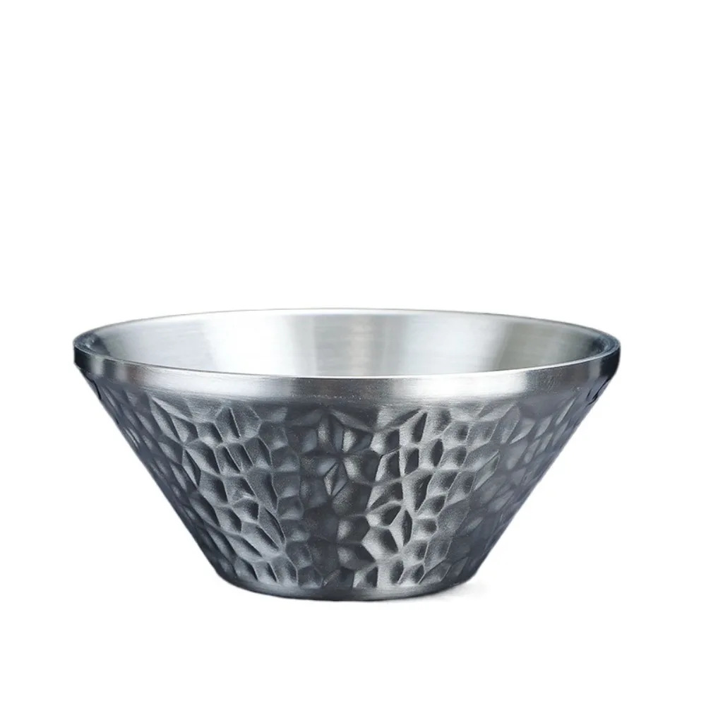 304 Stainless Steel Salad Mixing Bowl Korean Style Hammered Patterned Ice Cream Bowl Double Layer Heat insulation
304 Stainless Steel Salad Mixing Bowl Korean Style Hammered Patterned Ice Cream Bowl Double Layer Heat insulation