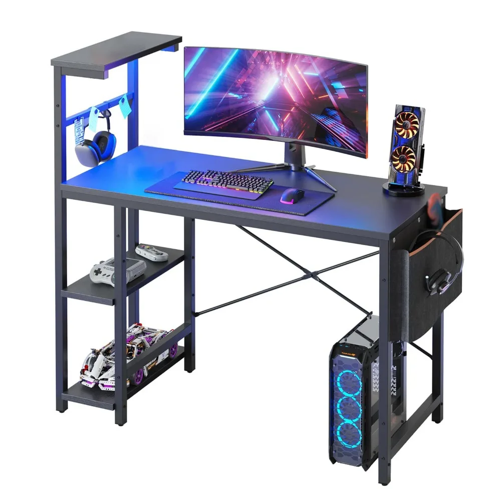 Gaming Desk with LED Lights, 44 Inch PC Gamer Desk for Small Spaces, Computer Desk with Reversible Storage Shelves, Customized
Gaming Desk with LED Lights, 44 Inch PC Gamer Desk for Small Spaces, Computer Desk with Reversible Storage Shelves, Customized