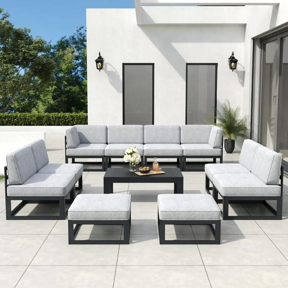 11 Pieces Aluminum Patio Furniture Set with Coffee Table, Metal Outdoor Conversation Sofa Set witVah Seating Cushions
11 Pieces Aluminum Patio Furniture Set with Coffee Table, Metal Outdoor Conversation Sofa Set witVah Seating Cushions