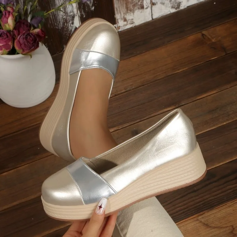 Women Platform Wedges Loafers Slip on Rounded Toe Metallic Comfortable Walking Casual Elegant 2026 Fashionable New Trends Modern
Women Platform Wedges Loafers Slip on Rounded Toe Metallic Comfortable Walking Casual Elegant 2026 Fashionable New Trends Modern