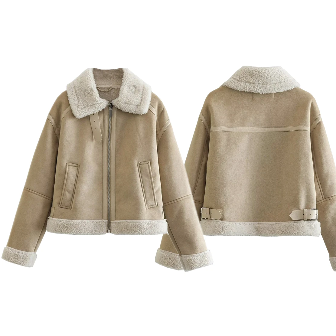 Dave&Di Autumn And Winter Women's Leather Jacket British Khaki Simple Fashion Fleece Warm Jacket Women
Dave&Di Autumn And Winter Women's Leather Jacket British Khaki Simple Fashion Fleece Warm Jacket Women