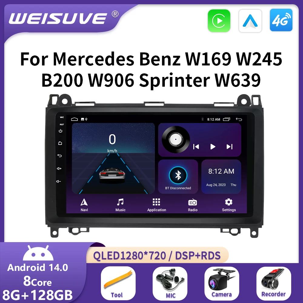 For Mercedes Benz B200 Sprinter W906 W639 A B Class W169 W245 Viano Vito Android 14 Car Radio Carplay Auto Stereo Player DSP
For Mercedes Benz B200 Sprinter W906 W639 A B Class W169 W245 Viano Vito Android 14 Car Radio Carplay Auto Stereo Player DSP