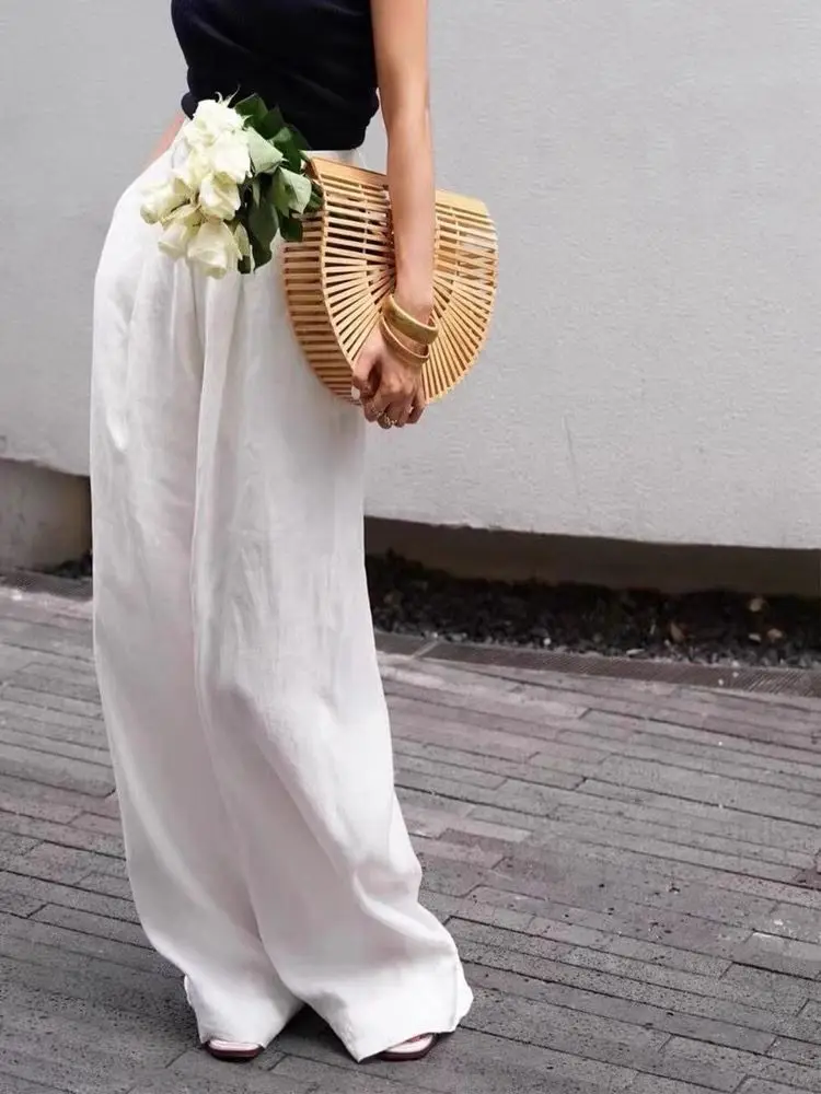 High Waist Drapey Wide Leg Pants Women's High Quali Linen Coffee Color Casual Long Pants Commute Sle Summer Collection
High Waist Drapey Wide Leg Pants Women's High Quali Linen Coffee Color Casual Long Pants Commute Sle Summer Collection