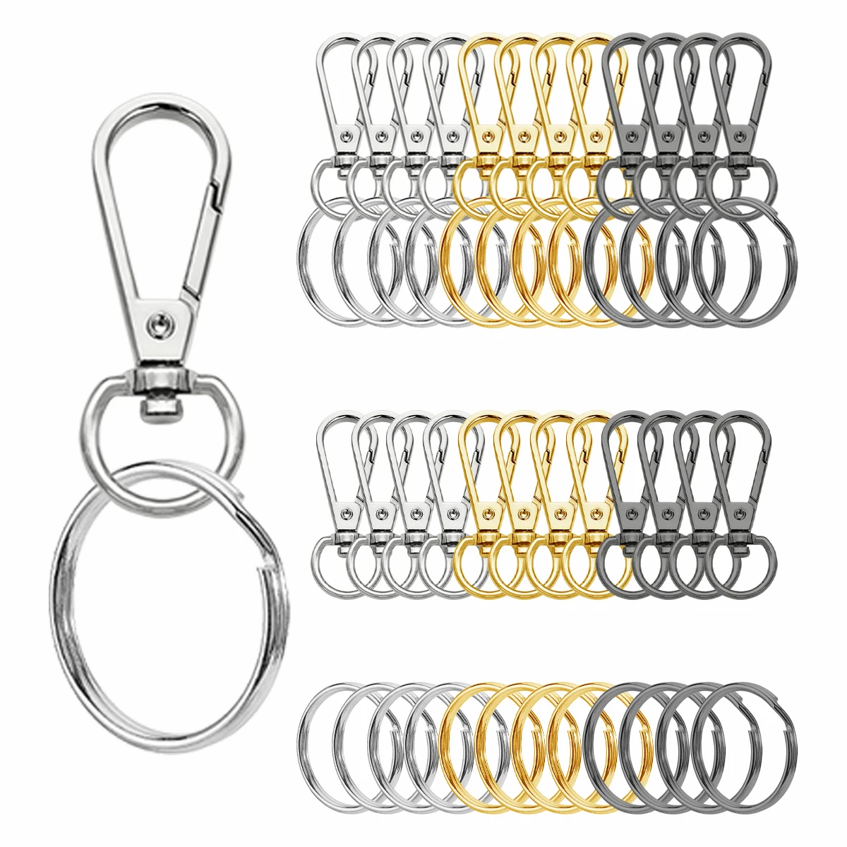20/30Sets Swivel Snap Hooks with Split Key Rings Lobster Claw Trigger Clasps for Keychain Clip Lanyard Bag Purse Tag
20/30Sets Swivel Snap Hooks with Split Key Rings Lobster Claw Trigger Clasps for Keychain Clip Lanyard Bag Purse Tag