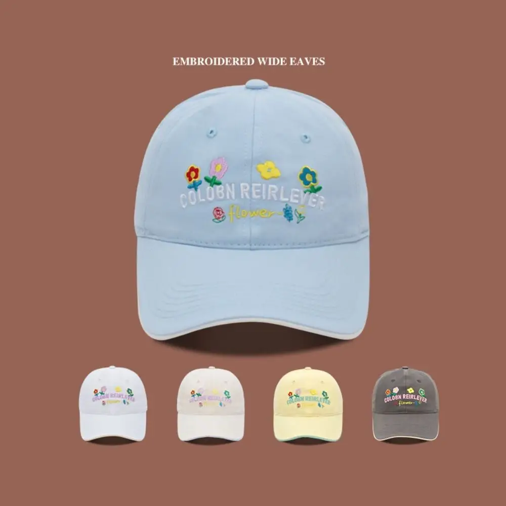 Leisure Korean-Style Baseball Cap for Women Little Flower Candy Color Sun Hat Soft Top Letters Embroidered Peaked Cap Women
Leisure Korean-Style Baseball Cap for Women Little Flower Candy Color Sun Hat Soft Top Letters Embroidered Peaked Cap Women