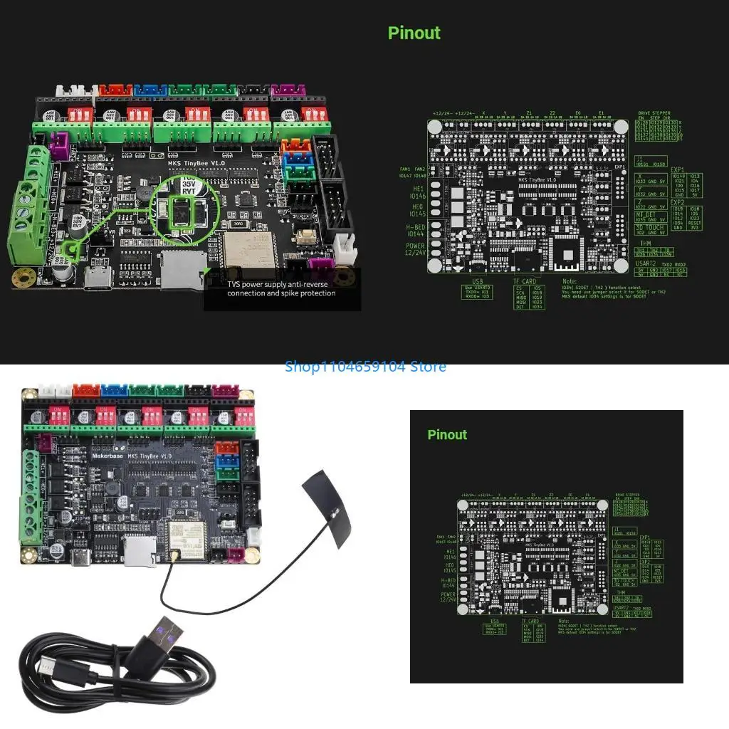 MKS TinyBee Motherboard ESP32-Wroom-32U 8M Flash ESP32-D0WD-V3 Chip Dual 32 Bit Printer Controller
MKS TinyBee Motherboard ESP32-Wroom-32U 8M Flash ESP32-D0WD-V3 Chip Dual 32 Bit Printer Controller
