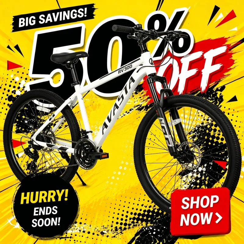 AVASTA AV300 26/27.5 Inch 21 Speed Aluminum Mountain Bike Dual Disc Brake Comfort Saddle Adult Outdoor Cycling Bicycle
AVASTA AV300 26/27.5 Inch 21 Speed Aluminum Mountain Bike Dual Disc Brake Comfort Saddle Adult Outdoor Cycling Bicycle