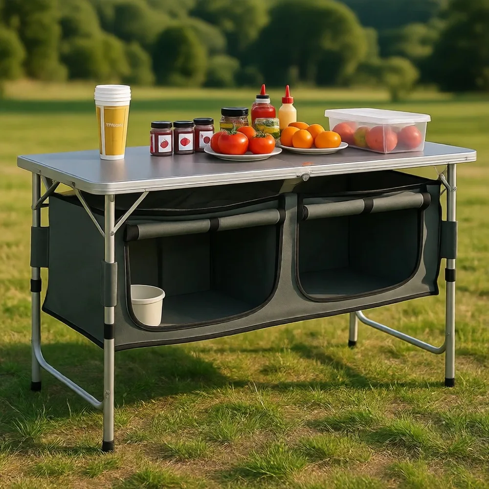 Height Adjustable Folding Camp Kitchen Table with Storage Organizer for Outdoor Cooking BBQ Picnic Glamping
Height Adjustable Folding Camp Kitchen Table with Storage Organizer for Outdoor Cooking BBQ Picnic Glamping