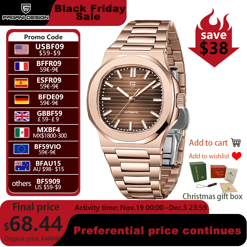 PAGANI DESIGN Men's Watches 2025 New Luxury Rose Gold Automatic Watch Men Sapphire crystal Waterproof Mechanical Wrist Watch Men
PAGANI DESIGN Men's Watches 2025 New Luxury Rose Gold Automatic Watch Men Sapphire crystal Waterproof Mechanical Wrist Watch Men