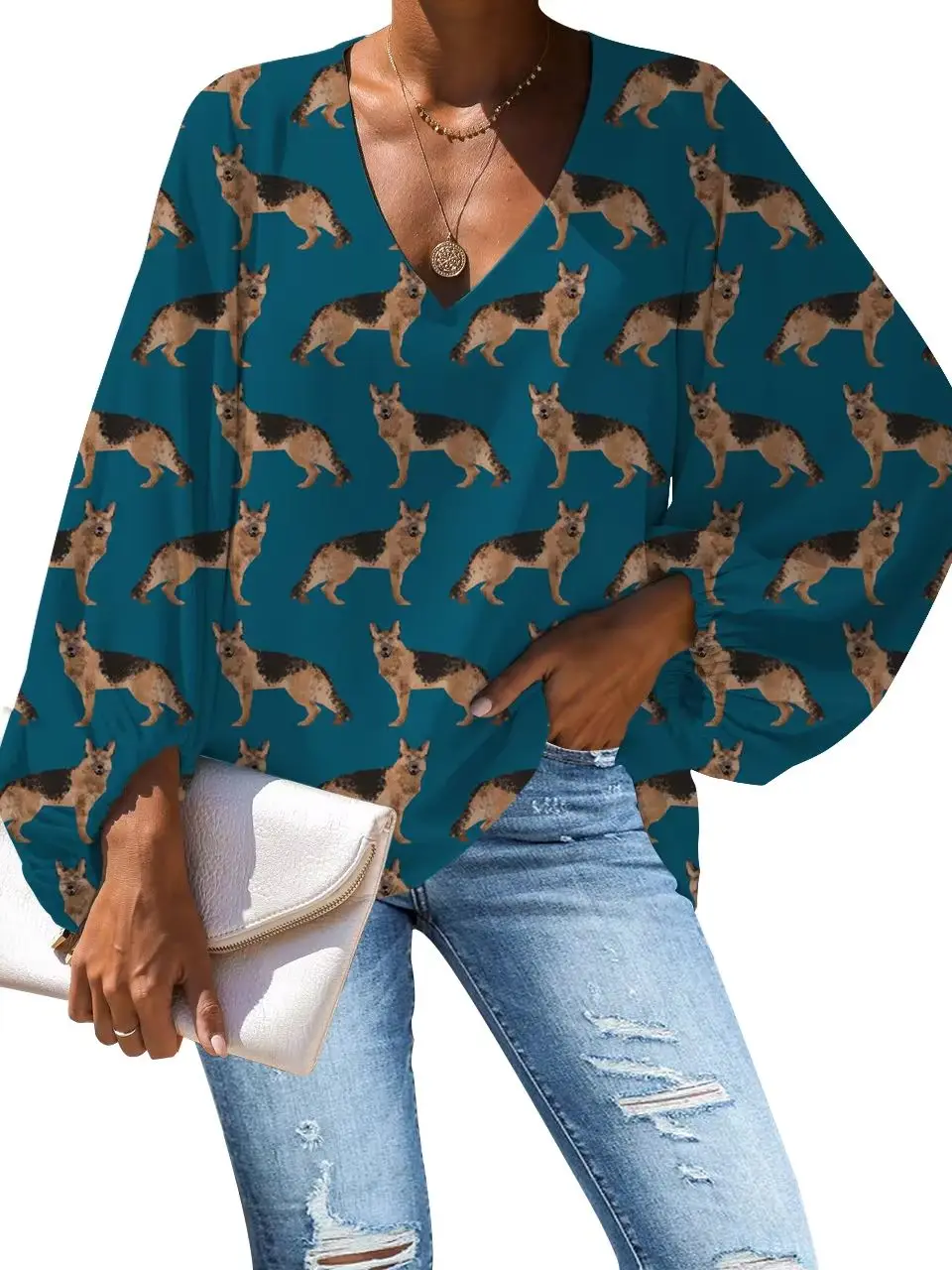 Cute Dog Pattern Chiffon Blouses Summer 2025 Woman Blusas Casual Loose Long Sleeve Tops V-Neck Ladies Shirts & Blouses
Cute Dog Pattern Chiffon Blouses Summer 2025 Woman Blusas Casual Loose Long Sleeve Tops V-Neck Ladies Shirts & Blouses