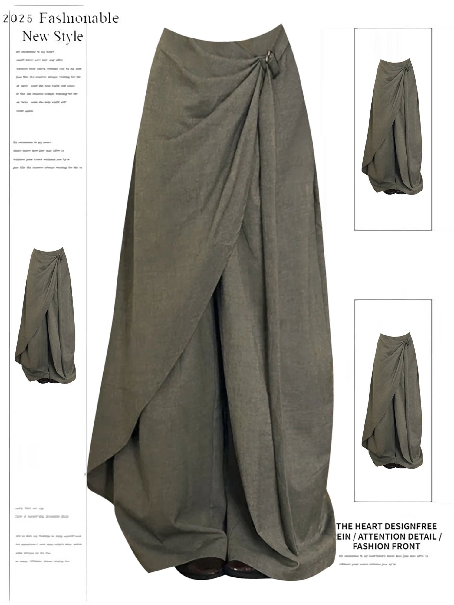 Women's Olive Green Wide Leg Pants Fashion Asymmetric Drape Buckle Detail High Waist Loose Casual Elegant Streetwear Trousers
Women's Olive Green Wide Leg Pants Fashion Asymmetric Drape Buckle Detail High Waist Loose Casual Elegant Streetwear Trousers