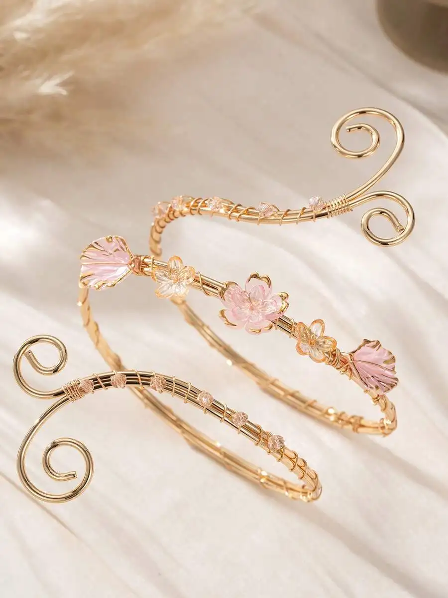 Adjustable Floral Swirl Arm Cuff Bracelet With Pink Flower And Crystal For Women Boho Jewelry
Adjustable Floral Swirl Arm Cuff Bracelet With Pink Flower And Crystal For Women Boho Jewelry