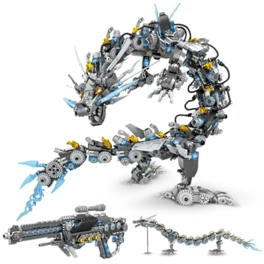 Dragon building blocks sets for adults: 2-in-1 grey mechanical dragon animal model, ABS plastic, display collectible toy with i
Dragon building blocks sets for adults: 2-in-1 grey mechanical dragon animal model, ABS plastic, display collectible toy with i