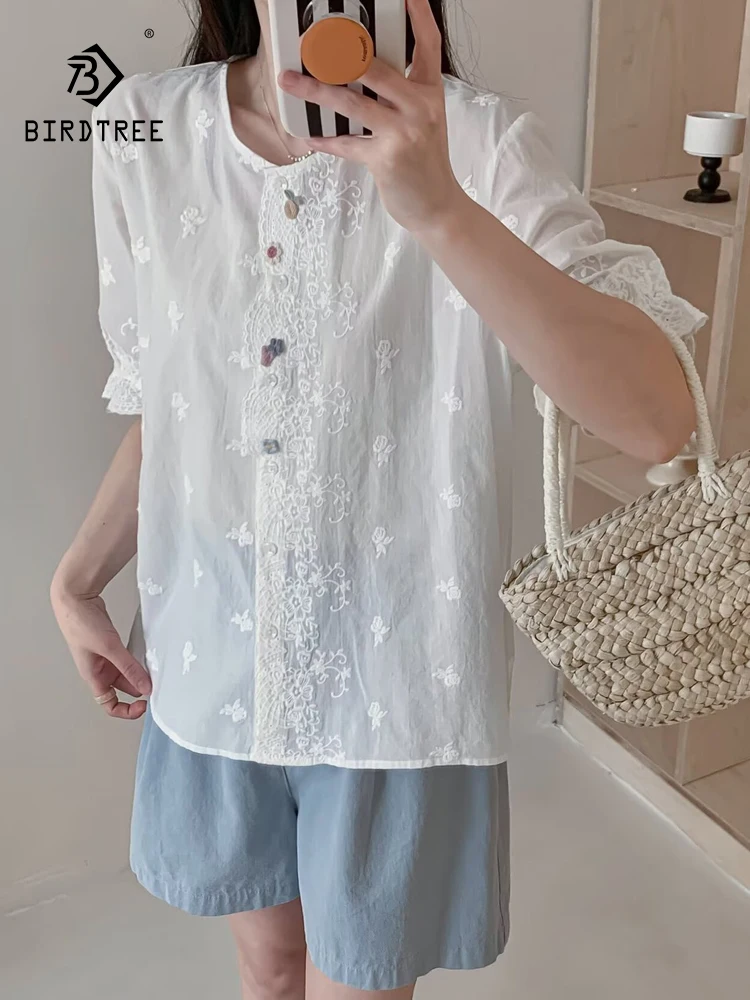 New 2025 Summer Cotton Short Sleeve Shirt, Women O Neck Embroidery Button, Mori Girl Sweet Age Reduction Loose Blouse T57219CC
New 2025 Summer Cotton Short Sleeve Shirt, Women O Neck Embroidery Button, Mori Girl Sweet Age Reduction Loose Blouse T57219CC