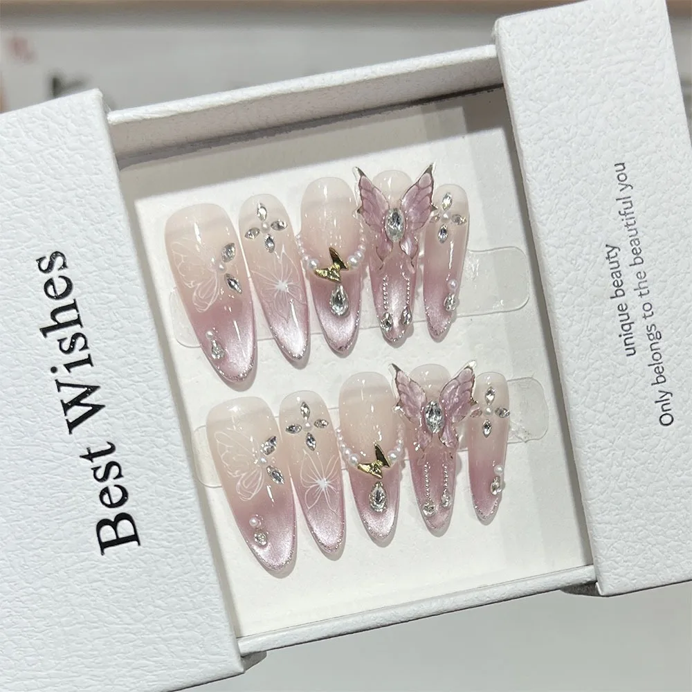 Stylish Pink Cat Eye False Nails Handmade Dreamy Long Almond Press On Nails Diamond Fake Nails for Women
Stylish Pink Cat Eye False Nails Handmade Dreamy Long Almond Press On Nails Diamond Fake Nails for Women