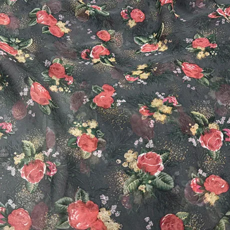 Black background plant flower silk georgette fabric mulberry silk clothing dress silk scarf breathable new
Black background plant flower silk georgette fabric mulberry silk clothing dress silk scarf breathable new