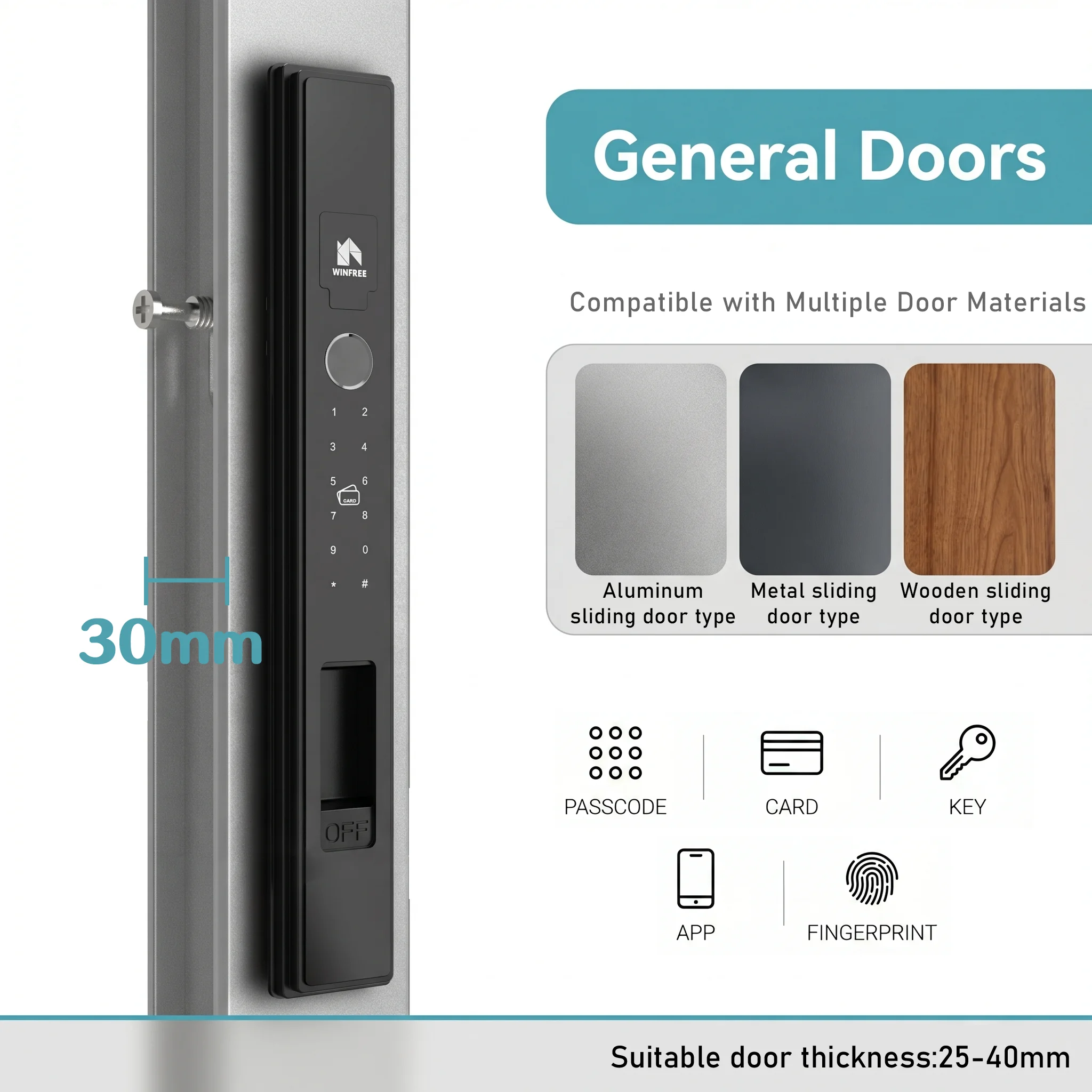 WINFREE Slim Sliding Door Smart Lock Fingerprint Tuya Bluetooth Smart Home Digital Lock Keyless Card Passcode Intellegent Lock
WINFREE Slim Sliding Door Smart Lock Fingerprint Tuya Bluetooth Smart Home Digital Lock Keyless Card Passcode Intellegent Lock