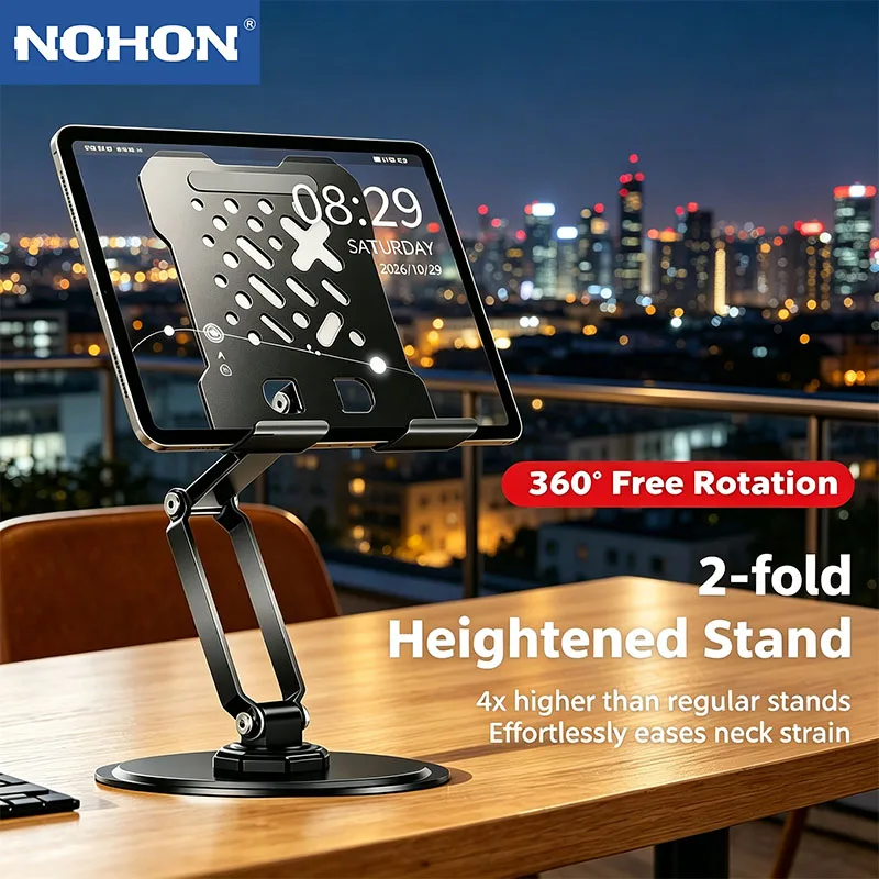 NOHON New Carbon Steel Tablet Holder with 360 Rotating Base Portable Adjustable Computer Stand for Desk Compatible with iPad Air
NOHON New Carbon Steel Tablet Holder with 360 Rotating Base Portable Adjustable Computer Stand for Desk Compatible with iPad Air