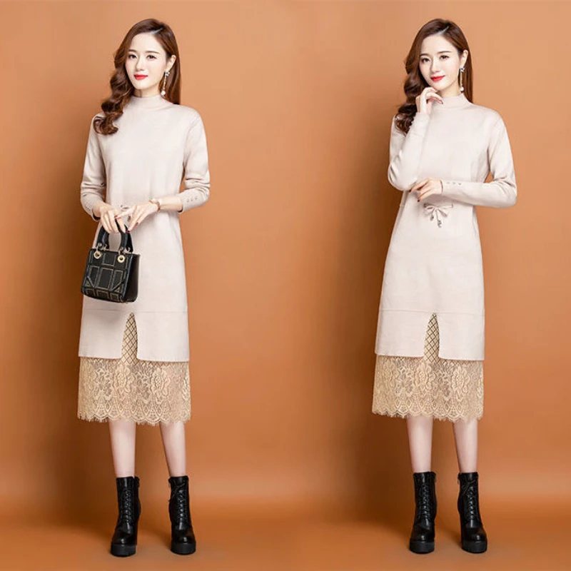 Woman Elegant Knitted Dress Female Long Sleeve Knit Sweater Dresses Patchwork Mesh Mid-Length Pullover Ladies Slim Vestido G633
Woman Elegant Knitted Dress Female Long Sleeve Knit Sweater Dresses Patchwork Mesh Mid-Length Pullover Ladies Slim Vestido G633