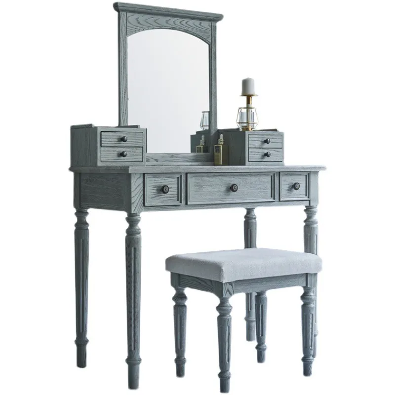 American country solid wood dresser, American gray solid wood light luxury bedroom makeup table
American country solid wood dresser, American gray solid wood light luxury bedroom makeup table