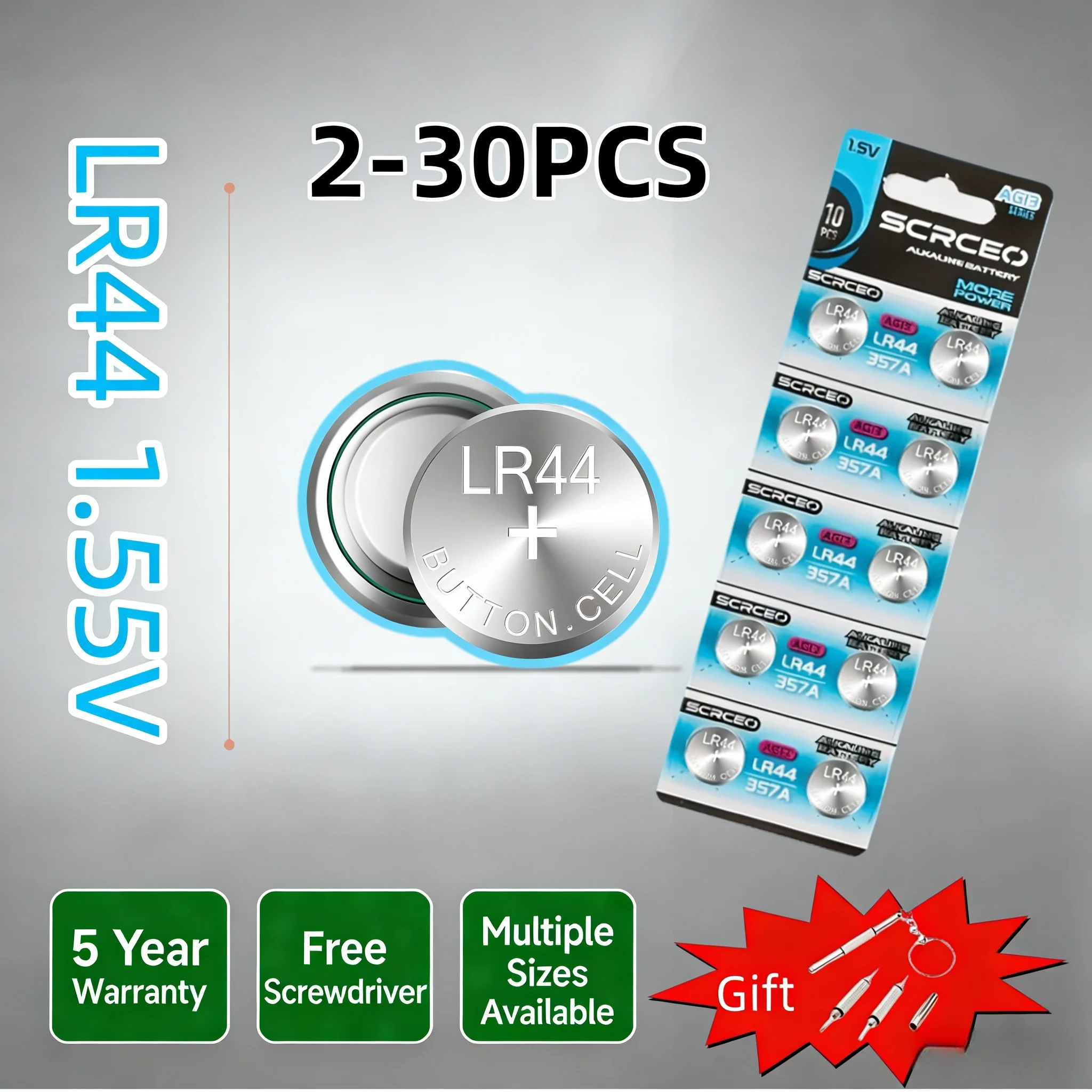 High Capacity LR44 Batteries L1154F AG13 SR44 A76 Premium Alkaline Battery 1.5V Button Coin Cell Battery for Calculator
High Capacity LR44 Batteries L1154F AG13 SR44 A76 Premium Alkaline Battery 1.5V Button Coin Cell Battery for Calculator