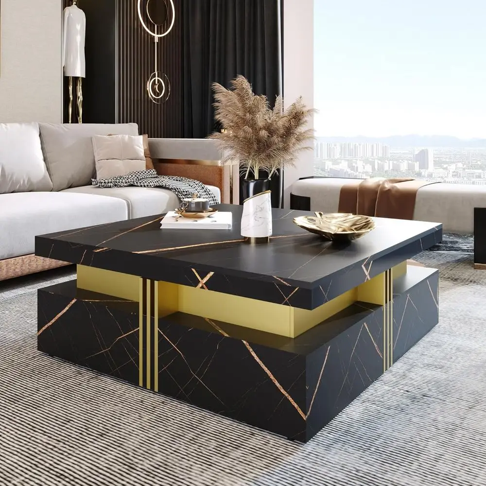 Modern Black Square Coffee Table with 4 Chairs for Living Room
Modern Black Square Coffee Table with 4 Chairs for Living Room