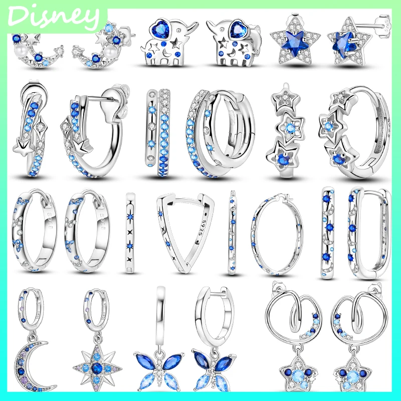 Серьги-кольца из стерлингового серебра 925 пробы, сверкающие звезды и луны, оригинальные серьги-кольца с синей звездной бабочкой и слоном
Серьги-кольца из стерлингового серебра 925 пробы, сверкающие звезды и луны, оригинальные серьги-кольца с синей звездной бабочкой и слоном