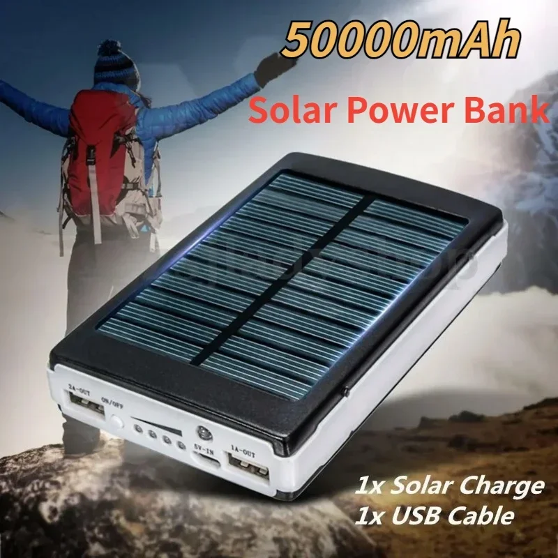 New 50000mAh Portable Solar Power Bank Double USB External Battery Charger Cases Fast Charging for iPhone Series Samsung Xiaomi
New 50000mAh Portable Solar Power Bank Double USB External Battery Charger Cases Fast Charging for iPhone Series Samsung Xiaomi