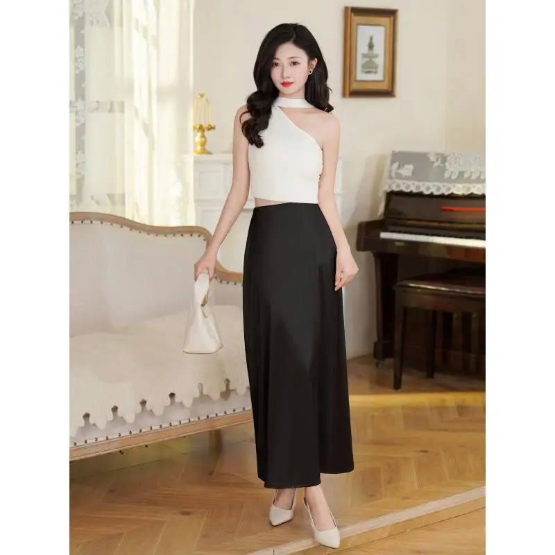 Long Satin Half Skirts For Women Vintage Solid Color Elastic High Waist Straight Skirt Midi Basic Party High Street Female Skirt
Long Satin Half Skirts For Women Vintage Solid Color Elastic High Waist Straight Skirt Midi Basic Party High Street Female Skirt