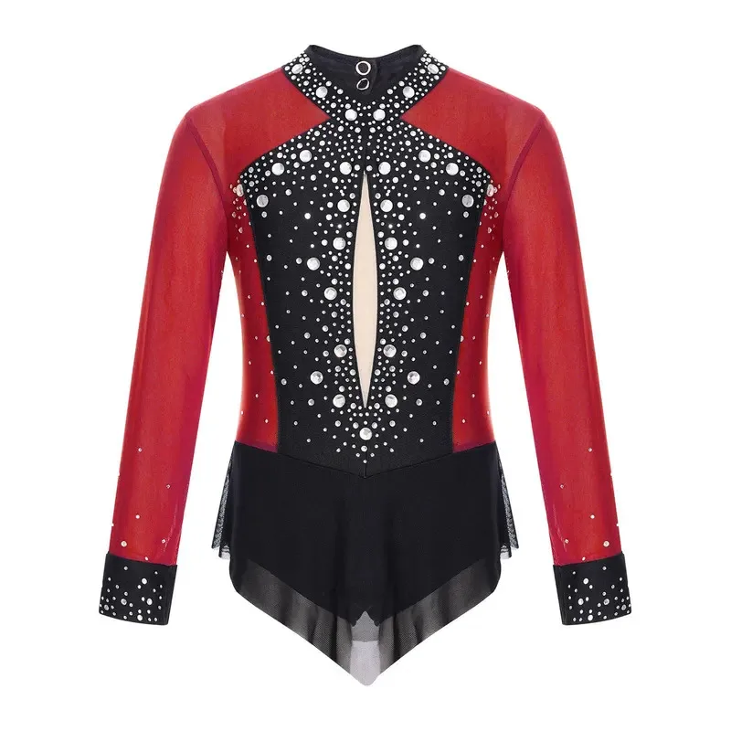 Kids Girls Rhinestones Rhythmic Gymnastics Leotard Mesh Patchwork Skirted Bodysuit Lyrical Dress for Dancing Figure Skating 
Kids Girls Rhinestones Rhythmic Gymnastics Leotard Mesh Patchwork Skirted Bodysuit Lyrical Dress for Dancing Figure Skating