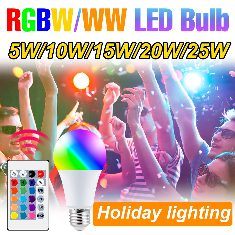 25W LED Light Bulb RGB E27 Night lamps 220V Remote Control Colorful Changing 110V For Home Carnivals Party Atmosphere Lighting
25W LED Light Bulb RGB E27 Night lamps 220V Remote Control Colorful Changing 110V For Home Carnivals Party Atmosphere Lighting