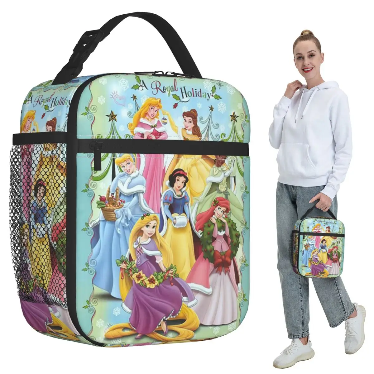 Изолированная винтажная изолированная сумка для обеда принцессы с героями мультфильмов для женщин, офисный холодильник, термосумка для еды, сумка для ланча, контейнер 
Изолированная винтажная изолированная сумка для обеда принцессы с героями мультфильмов для женщин, офисный холодильник, термосумка для еды, сумка для ланча, контейнер
