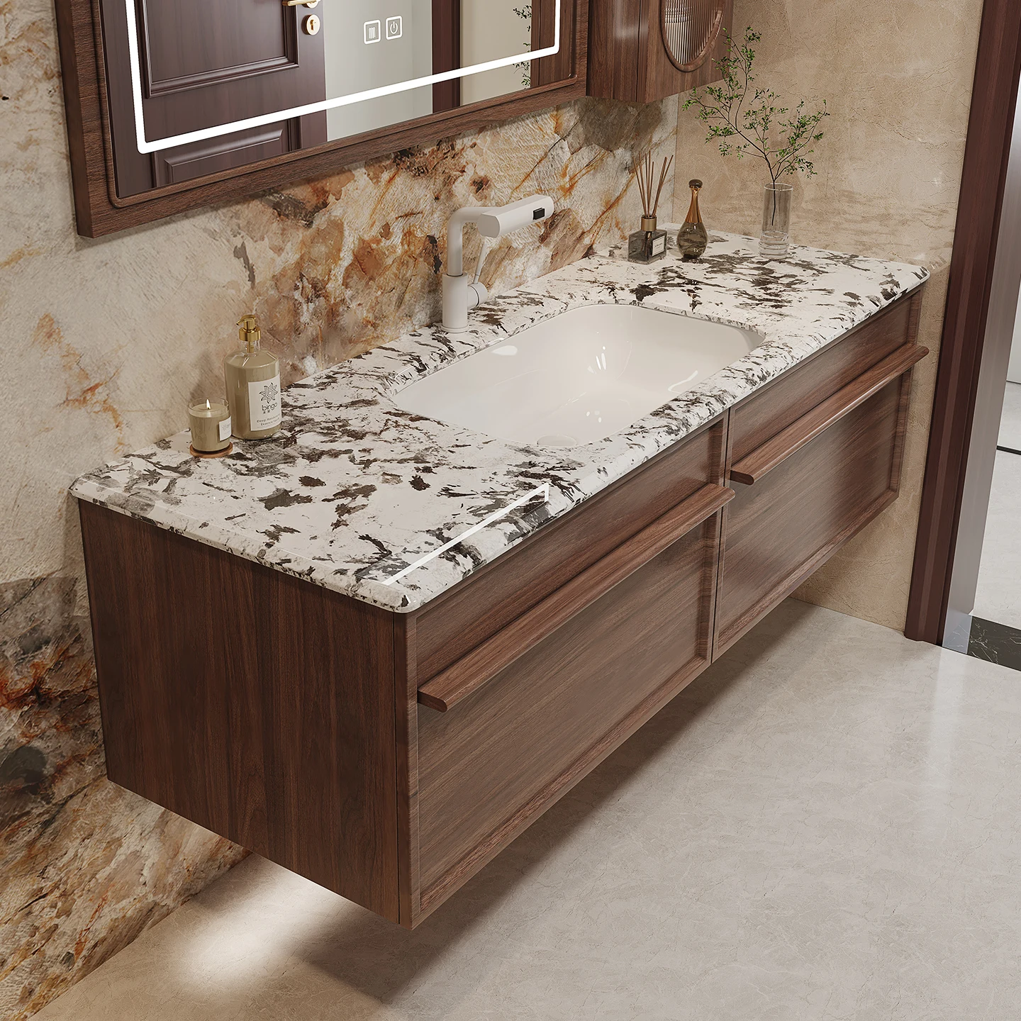 Modern Customizable High Quality Tall BathroomStorage Cabinet Mirror Bathroom Vanity Sets Waterproof Furniture
Modern Customizable High Quality Tall BathroomStorage Cabinet Mirror Bathroom Vanity Sets Waterproof Furniture