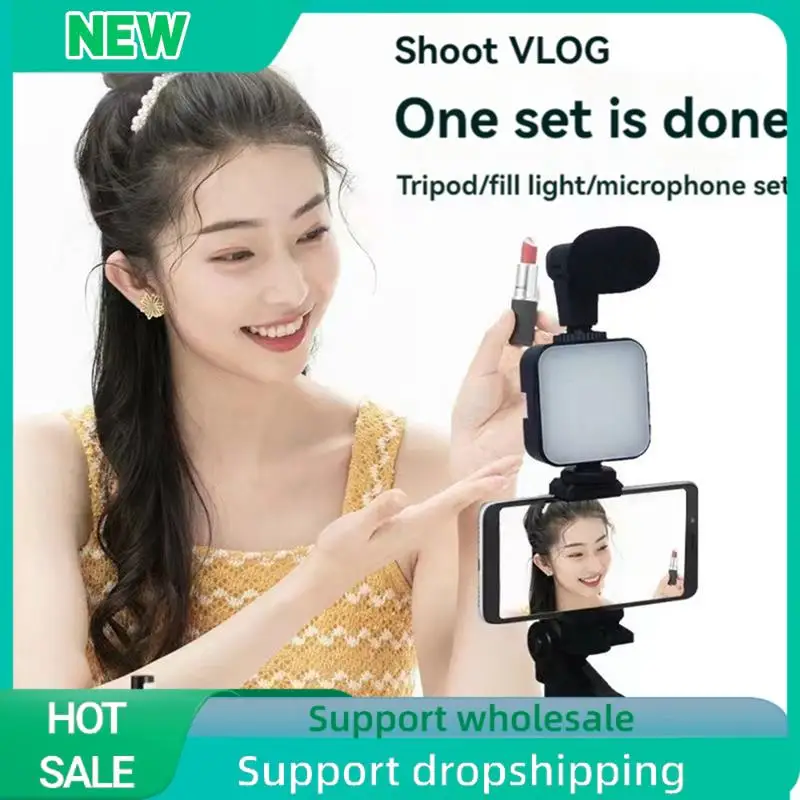 Solid Mobile Phone Tripod Kit With Microphone LED Fill Vlog Video Making Kit For Live Recording Selfie Study
Solid Mobile Phone Tripod Kit With Microphone LED Fill Vlog Video Making Kit For Live Recording Selfie Study