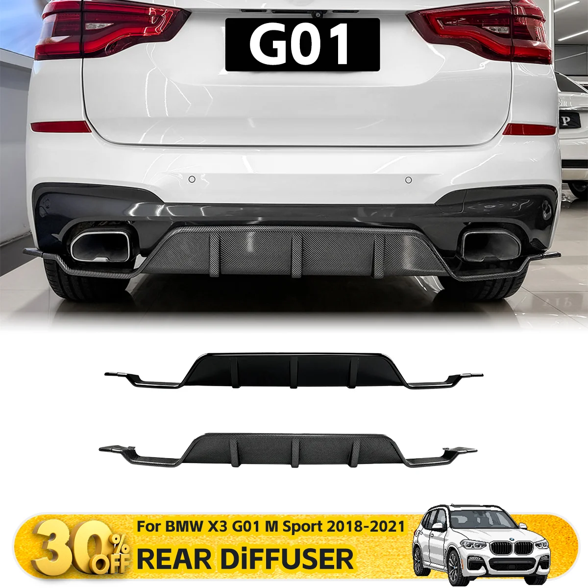 For BMW X3 G01 M Sport 2018-2021 Rear Diffuser Bumper Splitter Lip Spoiler Car Body Kits Auto Exterior Parts Tuning Accessories
For BMW X3 G01 M Sport 2018-2021 Rear Diffuser Bumper Splitter Lip Spoiler Car Body Kits Auto Exterior Parts Tuning Accessories