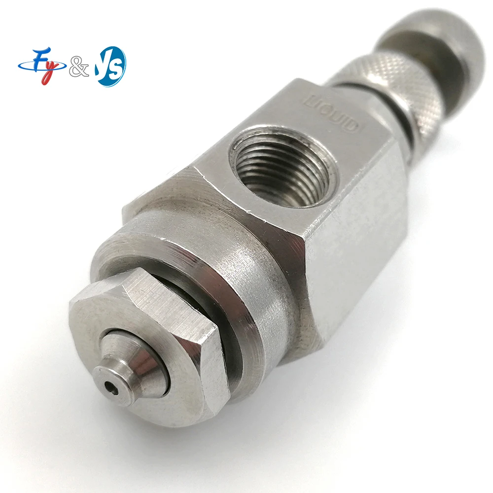 Stainless Steel Adjustable Air Atomizing Nozzle, Two-Fluid External Mixing Fine Mist Spray Head fo Cooling, Dust Suppression
Stainless Steel Adjustable Air Atomizing Nozzle, Two-Fluid External Mixing Fine Mist Spray Head fo Cooling, Dust Suppression