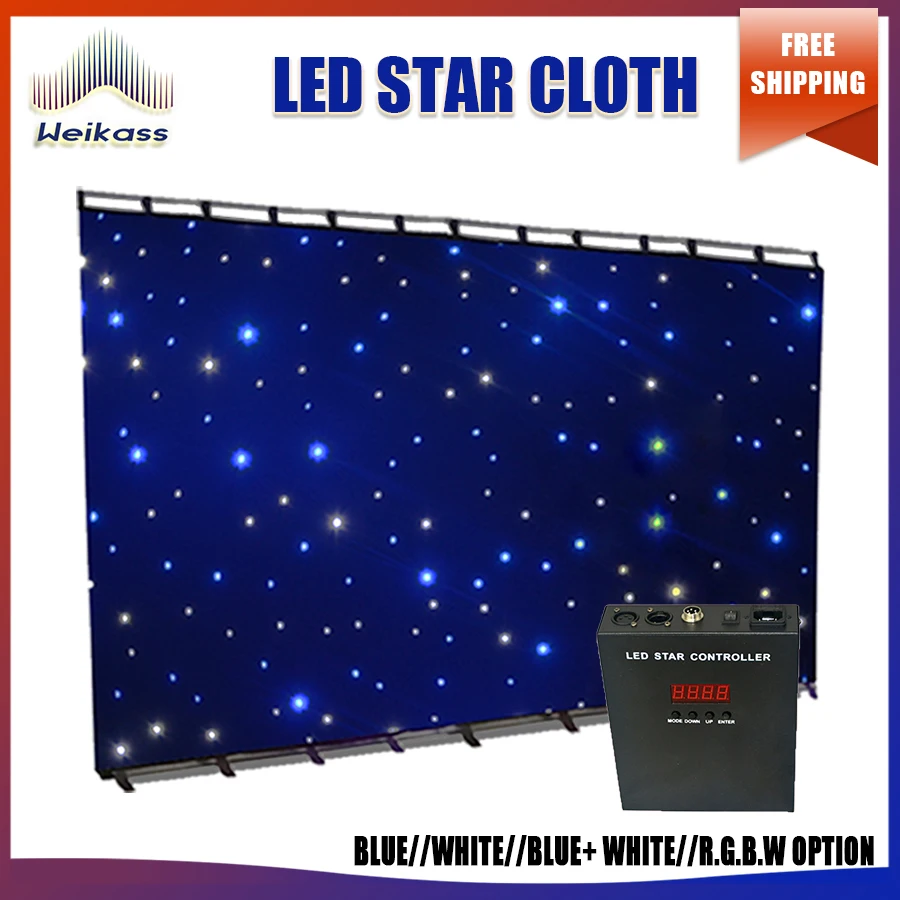 Weikass Top Quality LED Backdrop LED Star Cloth Starry Sky Curtain DMX512 Control For Stage Pub DJ Wedding Event Blue White RGBW
Weikass Top Quality LED Backdrop LED Star Cloth Starry Sky Curtain DMX512 Control For Stage Pub DJ Wedding Event Blue White RGBW