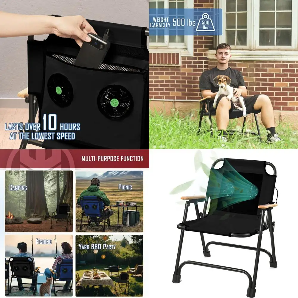 Portable Folding Beach and Camping Chair with Built-in USB Cooling Fan (Black)
Portable Folding Beach and Camping Chair with Built-in USB Cooling Fan (Black)