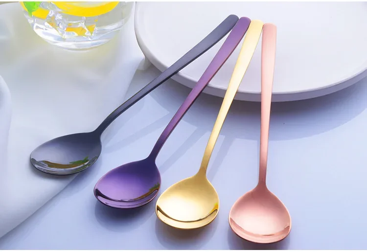 Rose Gold Soup Spoon for Ice Cream Dinner Spoons Stainless Steel Spoons With Long Handle Spoons Rice/Salad Tableware PA 001
Rose Gold Soup Spoon for Ice Cream Dinner Spoons Stainless Steel Spoons With Long Handle Spoons Rice/Salad Tableware PA 001