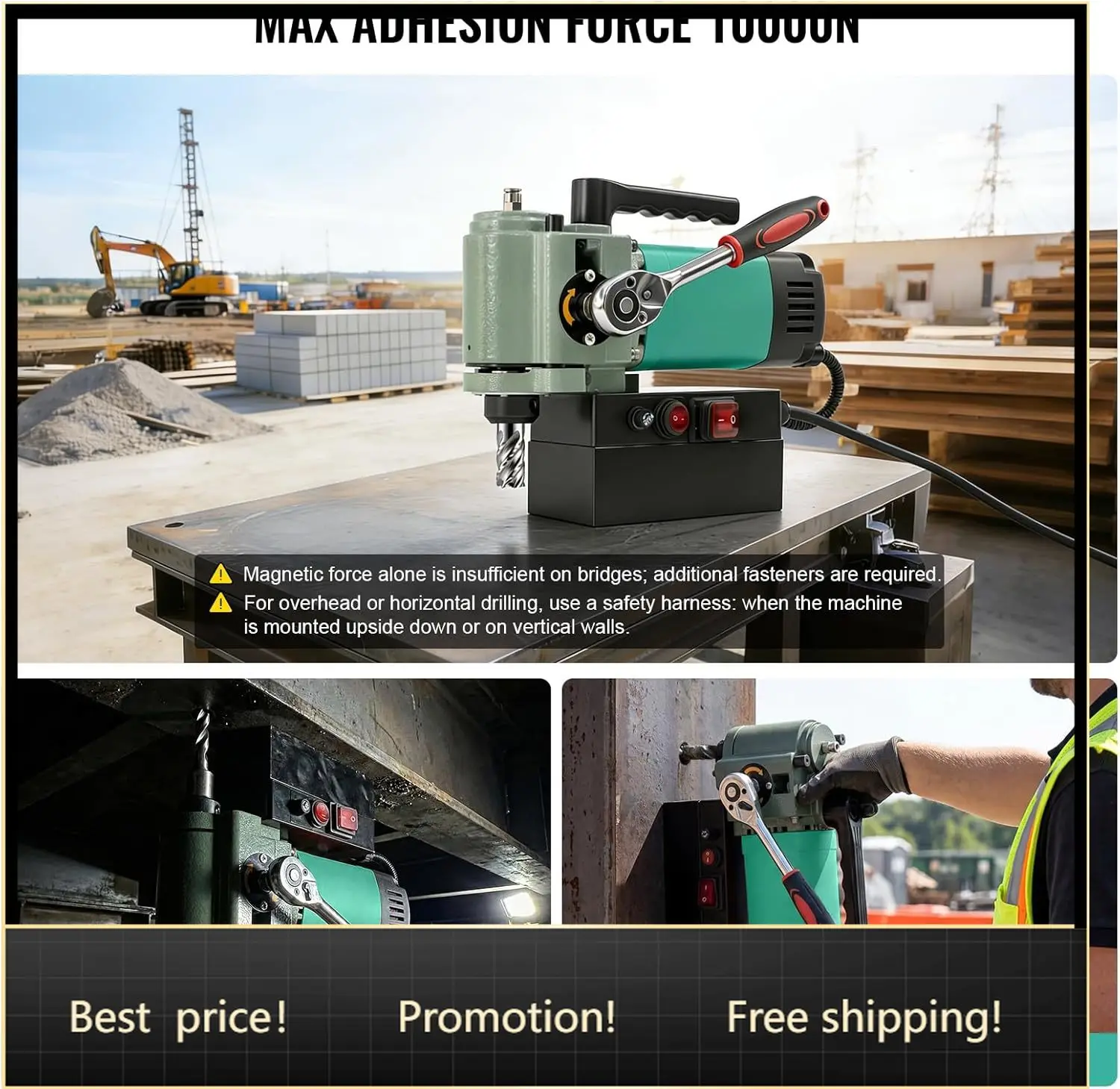Magnetic Drill Press, 1450W 1.4" Boring Diameter, Portable Electric Mag Drill Press with 2 Coring Bits, 2248 lbf Power Magnetic,
Magnetic Drill Press, 1450W 1.4" Boring Diameter, Portable Electric Mag Drill Press with 2 Coring Bits, 2248 lbf Power Magnetic,