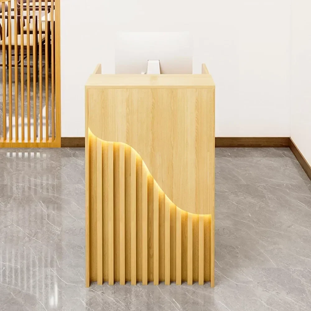 Reception Desk, Gold Front Desk Reception Counter with LED Lights, Checkout Counter Portable Podium Stand Creative Grille Wood
Reception Desk, Gold Front Desk Reception Counter with LED Lights, Checkout Counter Portable Podium Stand Creative Grille Wood