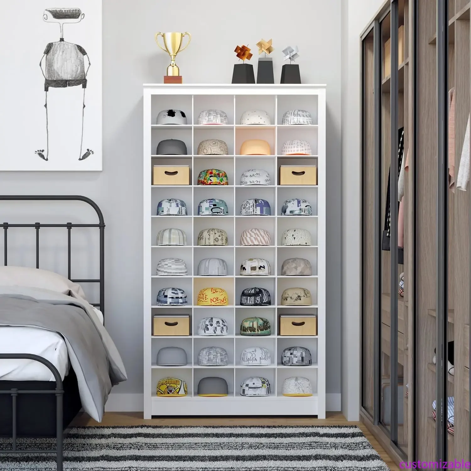 White Tall Storage Cabinet, Shoe Cabinet, Cube Storage Organizer with 40 Shoe Cubbies 13" D x 39.5" W x 72.5" H
White Tall Storage Cabinet, Shoe Cabinet, Cube Storage Organizer with 40 Shoe Cubbies 13" D x 39.5" W x 72.5" H
